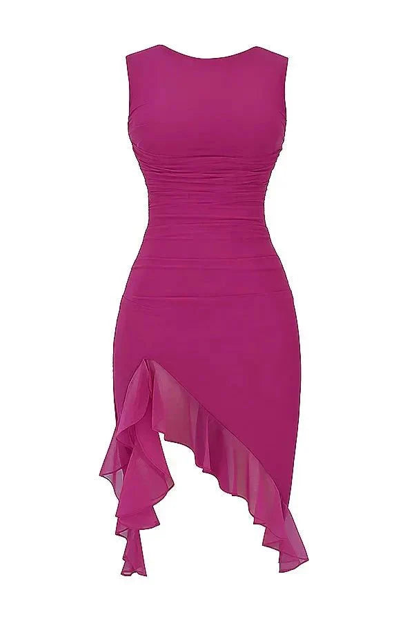 Women's Plain Midi Dress | Sleeveless Ruffle Hem Prom Dress 3