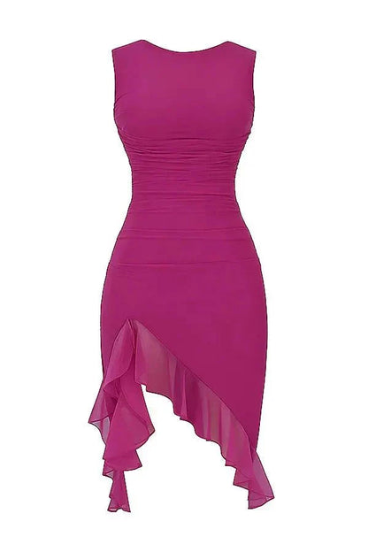 Women's Plain Midi Dress | Sleeveless Ruffle Hem Prom Dress 3