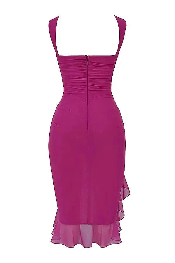 Women's Plain Midi Dress | Sleeveless Ruffle Hem Prom Dress 4