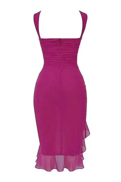 Women's Plain Midi Dress | Sleeveless Ruffle Hem Prom Dress 4