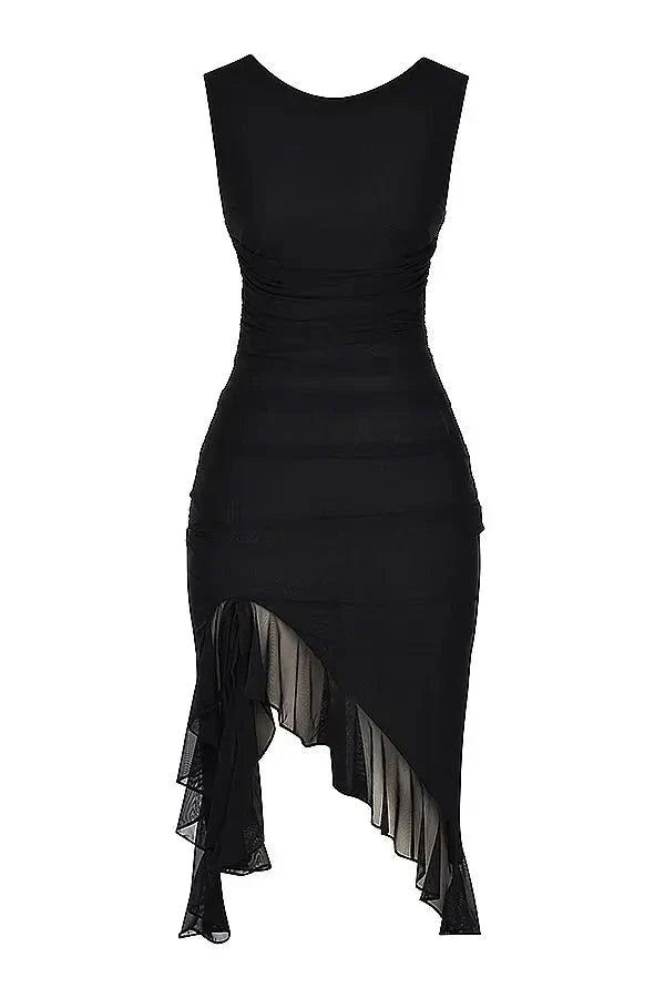 Women's Plain Midi Dress | Sleeveless Ruffle Hem Prom Dress 7