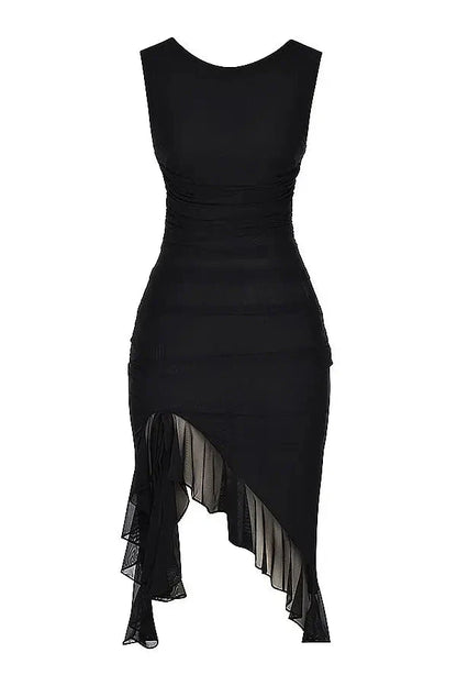 Women's Plain Midi Dress | Sleeveless Ruffle Hem Prom Dress 7