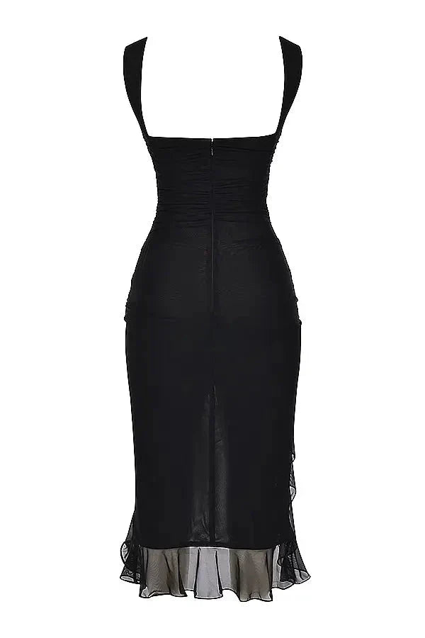 Women's Plain Midi Dress | Sleeveless Ruffle Hem Prom Dress 8