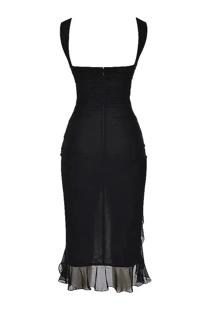 Women's Plain Midi Dress | Sleeveless Ruffle Hem Prom Dress 8