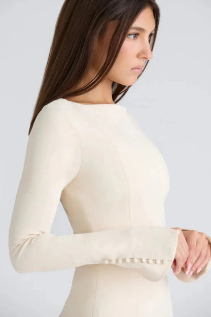 Women's Plain Mini Dress | Long Sleeve Flared Garden Party Outfit 4