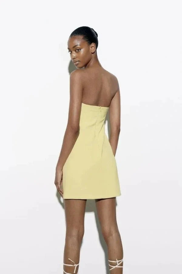 Women's Plain Mini Dress | Strapless Cut Out Party Wear 3