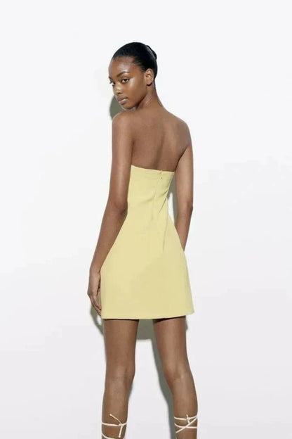 Women's Plain Mini Dress | Strapless Cut Out Party Wear 3