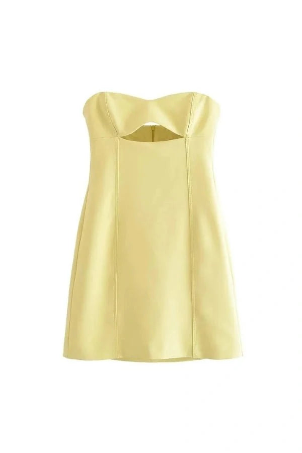 Women's Plain Mini Dress | Strapless Cut Out Party Wear 4