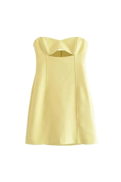 Women's Plain Mini Dress | Strapless Cut Out Party Wear 4