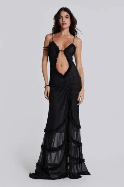 Women's Printed Maxi Dress | Spaghetti Strap Draped Wedding Guest 3