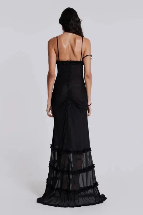 Women's Printed Maxi Dress | Spaghetti Strap Draped Wedding Guest  7
