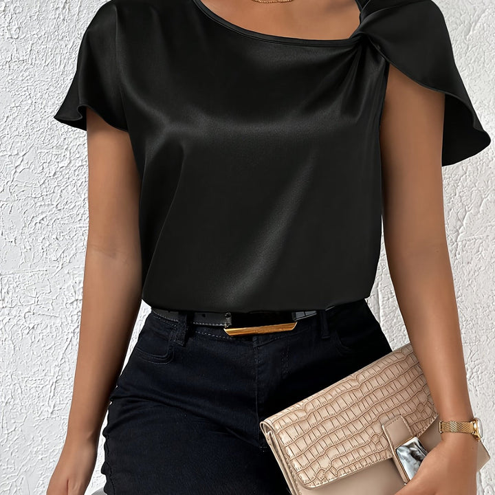 Loretta | Women Draped Top | Chic Shoulder Detail
