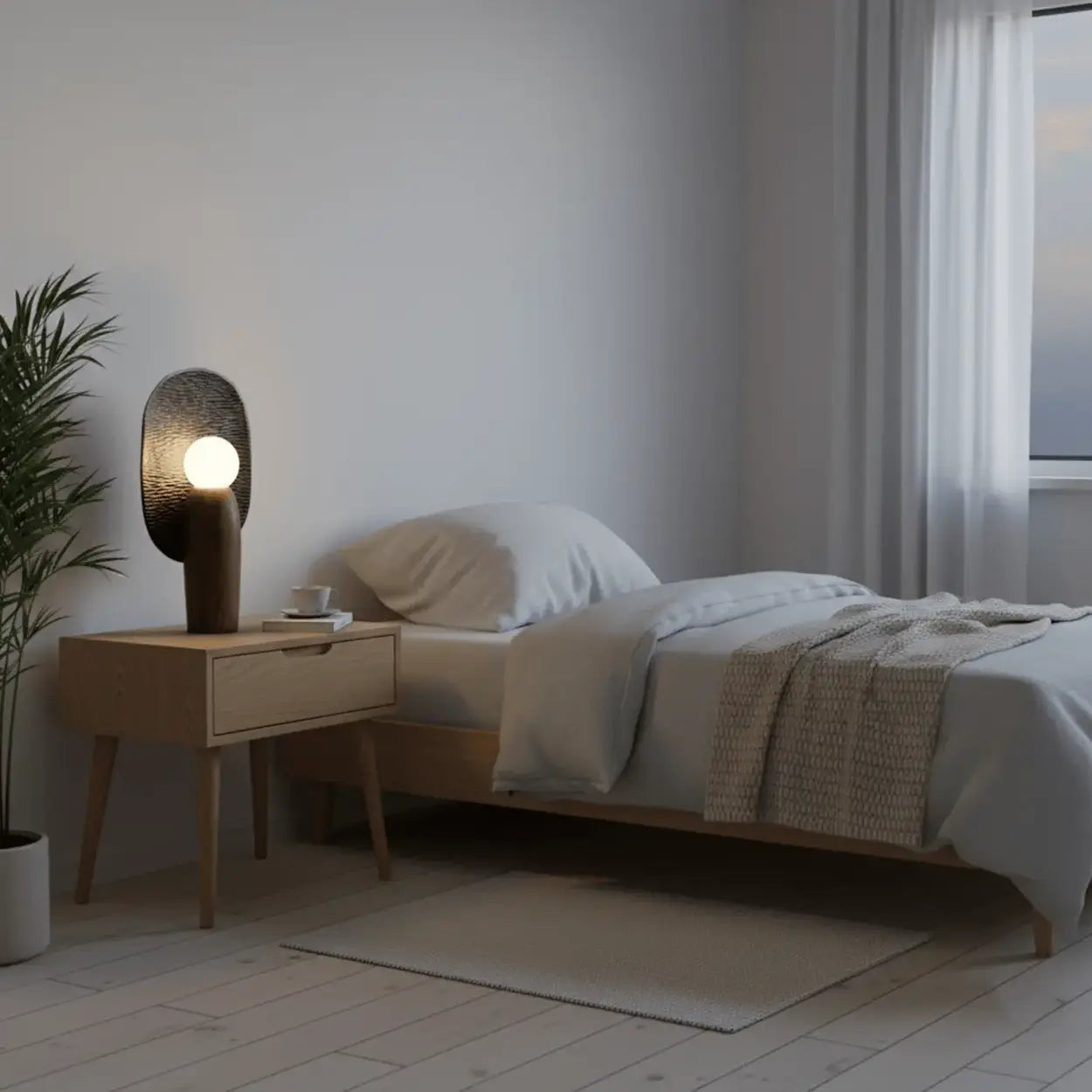 Artistic Sculptural Table Lamp | Oval Back Panel Table Light Interior Lighting-Table Lamp-Sasha Sydney