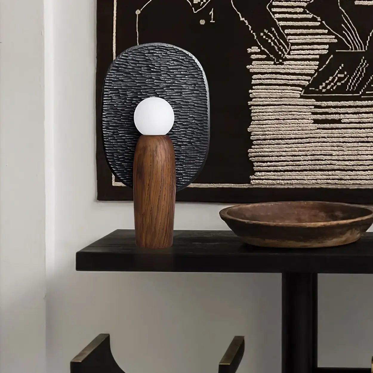 Artistic Sculptural Table Lamp | Oval Back Panel Table Light Interior Lighting-Table Lamp-Sasha Sydney