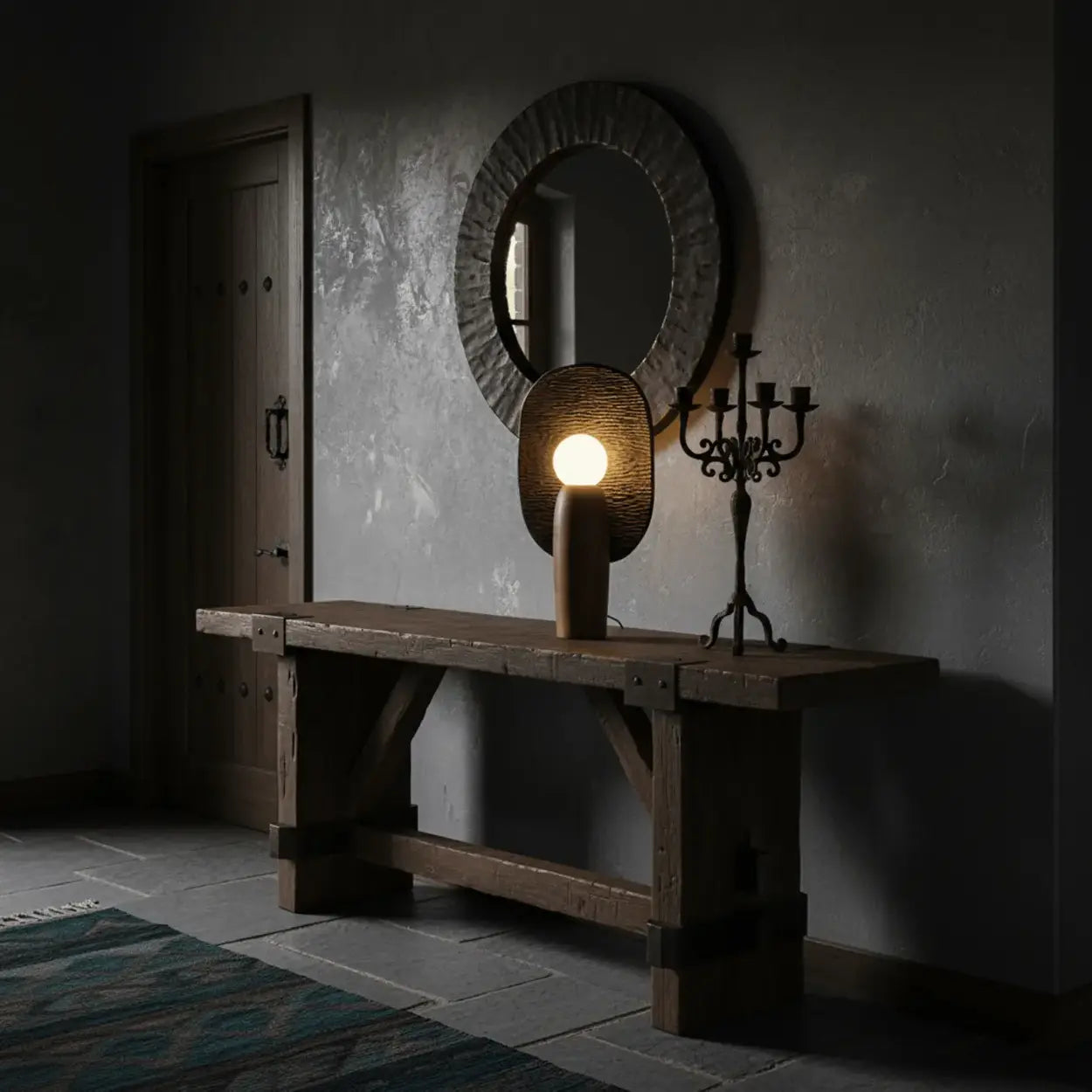 Artistic Sculptural Table Lamp | Oval Back Panel Table Light Interior Lighting-Table Lamp-Sasha Sydney