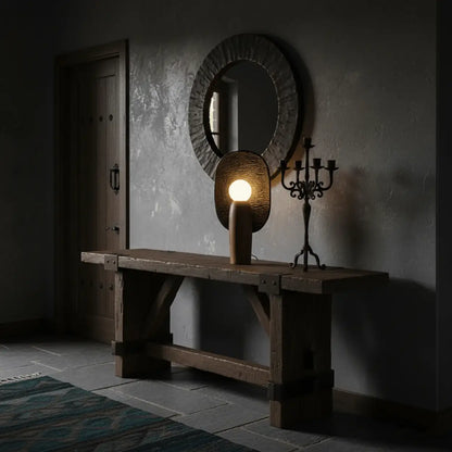 Artistic Sculptural Table Lamp | Oval Back Panel Table Light Interior Lighting-Table Lamp-Sasha Sydney