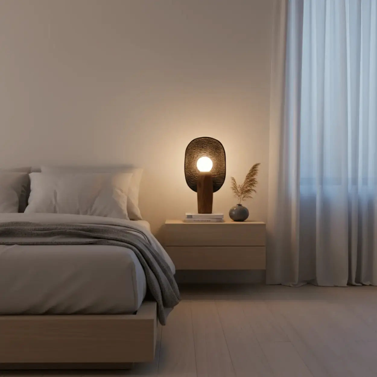 Artistic Sculptural Table Lamp | Oval Back Panel Table Light Interior Lighting-Table Lamp-Sasha Sydney