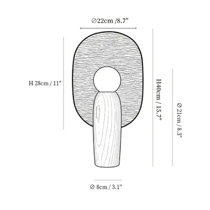 Artistic Sculptural Table Lamp | Oval Back Panel Table Light Interior Lighting-Table Lamp-Sasha Sydney