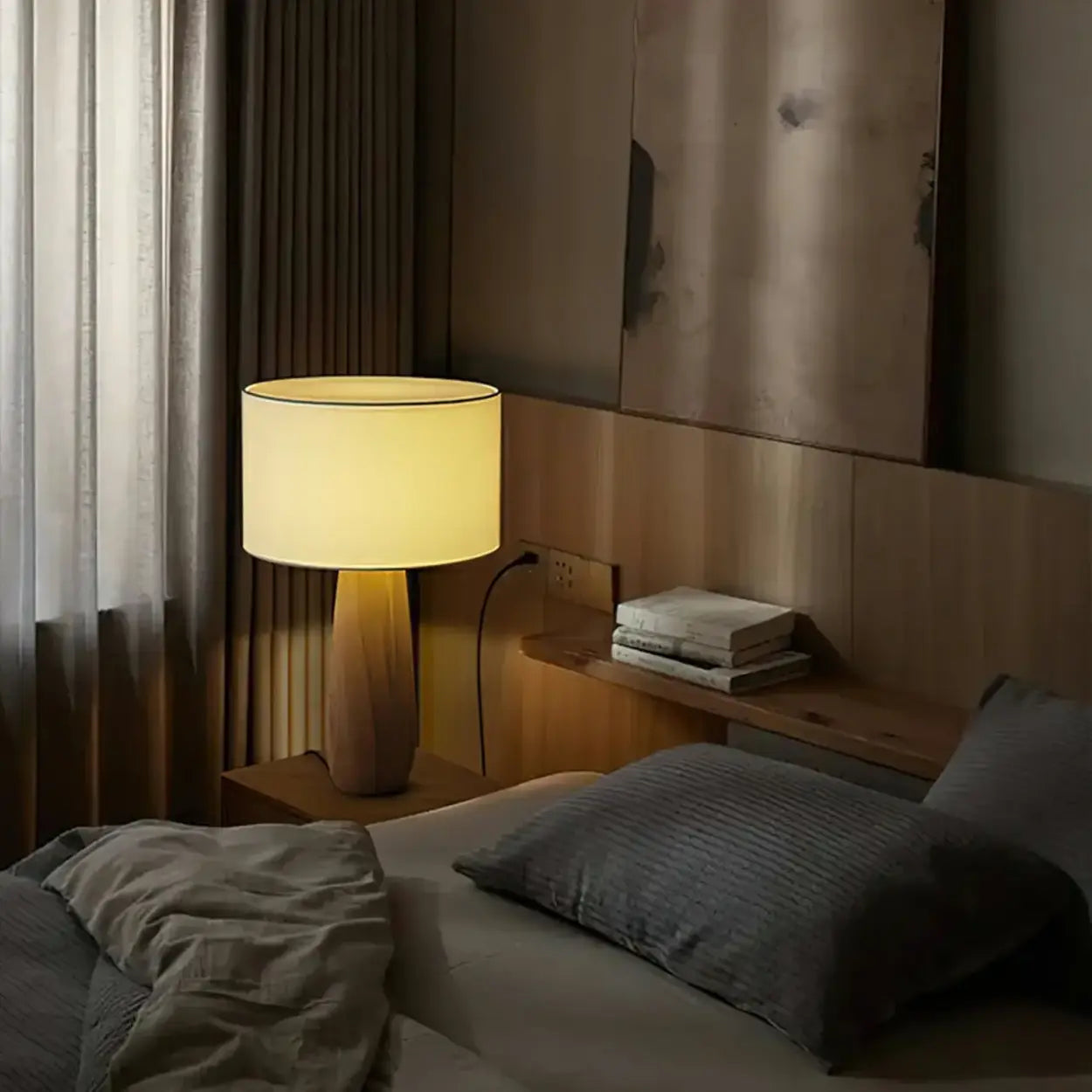 Contemporary Tapered Table Lamp | Drum Shade Table Light Interior Lighting-Table Lamp-Sasha Sydney