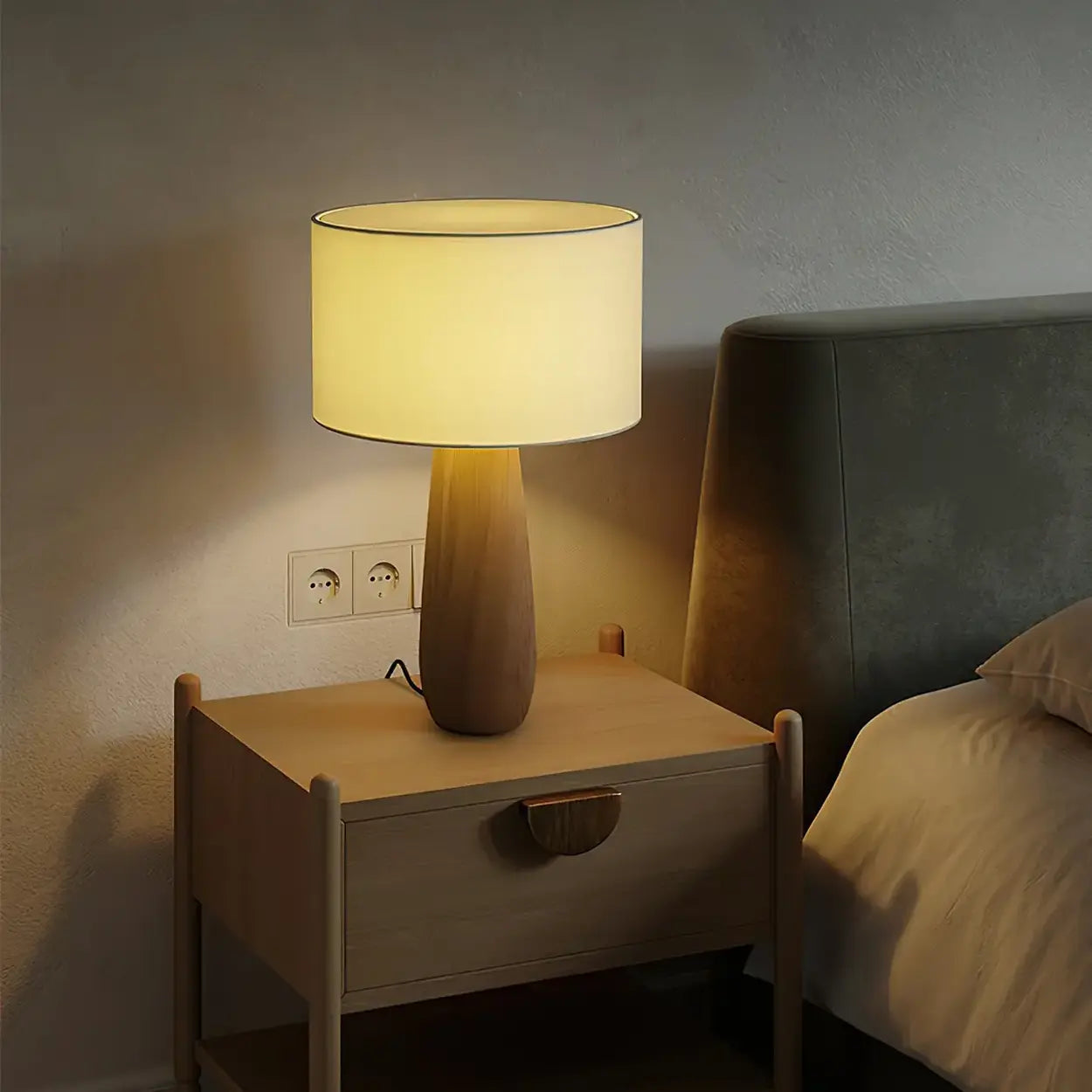 Contemporary Tapered Table Lamp | Drum Shade Table Light Interior Lighting-Table Lamp-Sasha Sydney