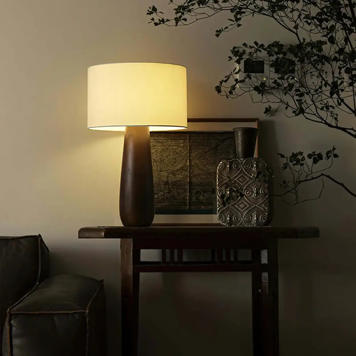 Contemporary Tapered Table Lamp | Drum Shade Table Light Interior Lighting-Table Lamp-Sasha Sydney