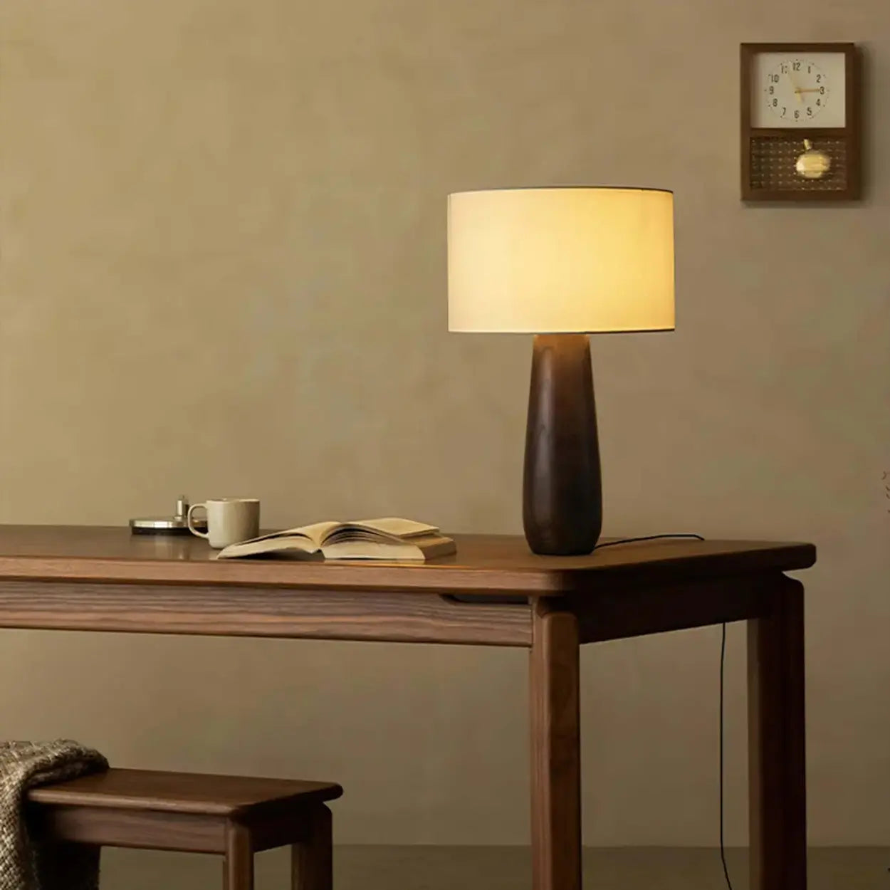 Contemporary Tapered Table Lamp | Drum Shade Table Light Interior Lighting-Table Lamp-Sasha Sydney