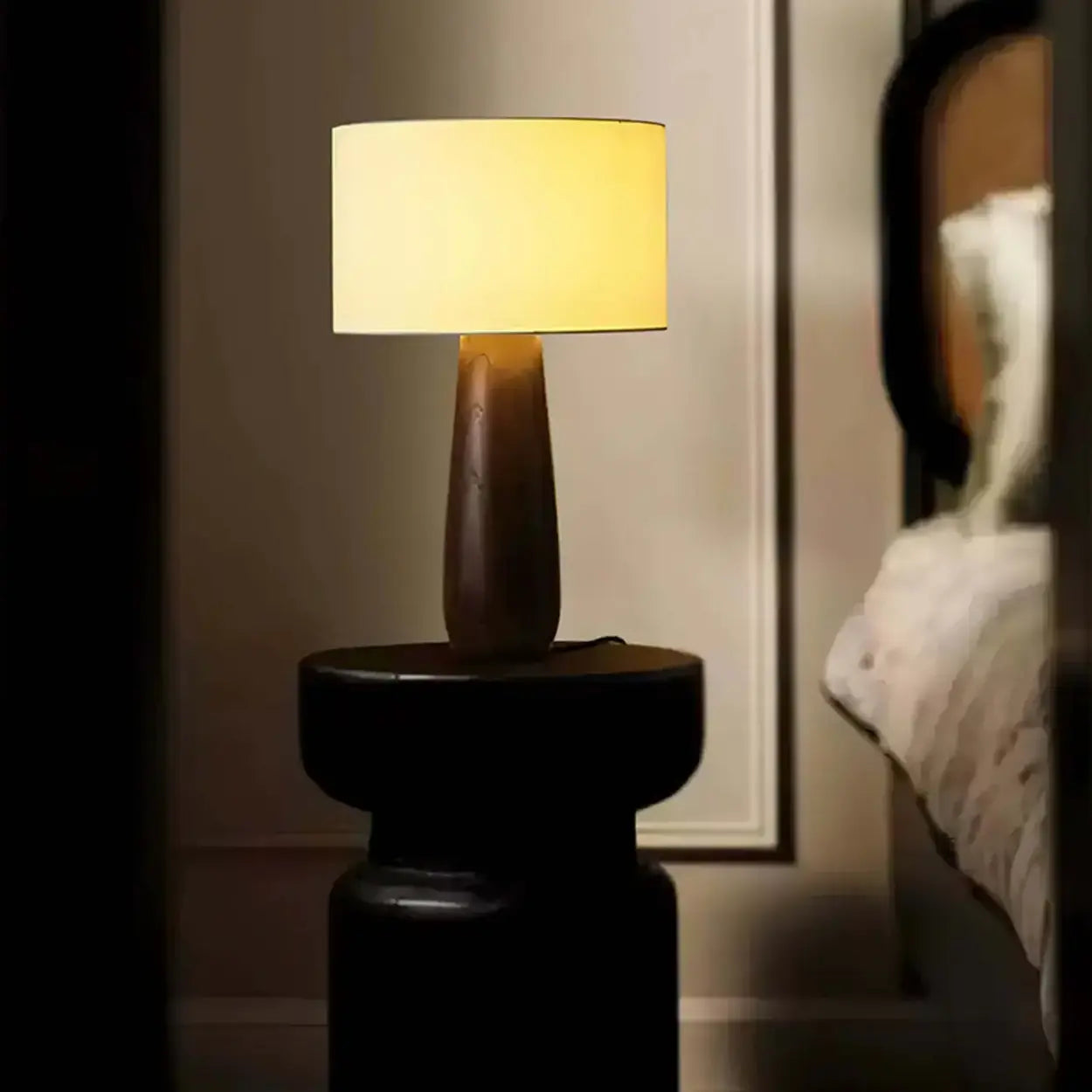 Contemporary Tapered Table Lamp | Drum Shade Table Light Interior Lighting-Table Lamp-Sasha Sydney