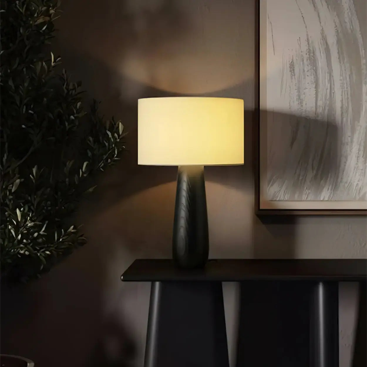 Contemporary Tapered Table Lamp | Drum Shade Table Light Interior Lighting-Table Lamp-Sasha Sydney