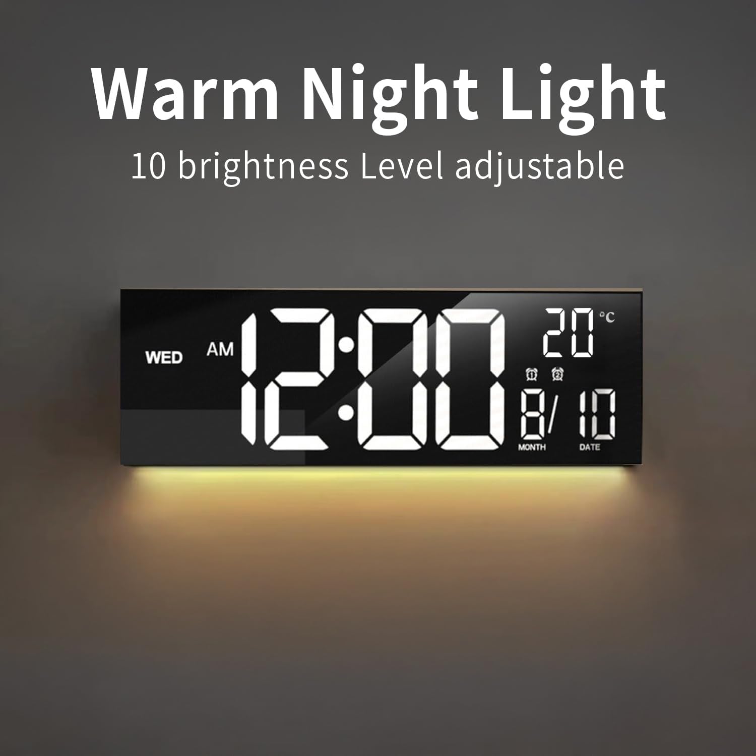 Digital LED Wall Clock | Large Display Temperature Calendar Home Office-Wall Clock-Sasha Sydney