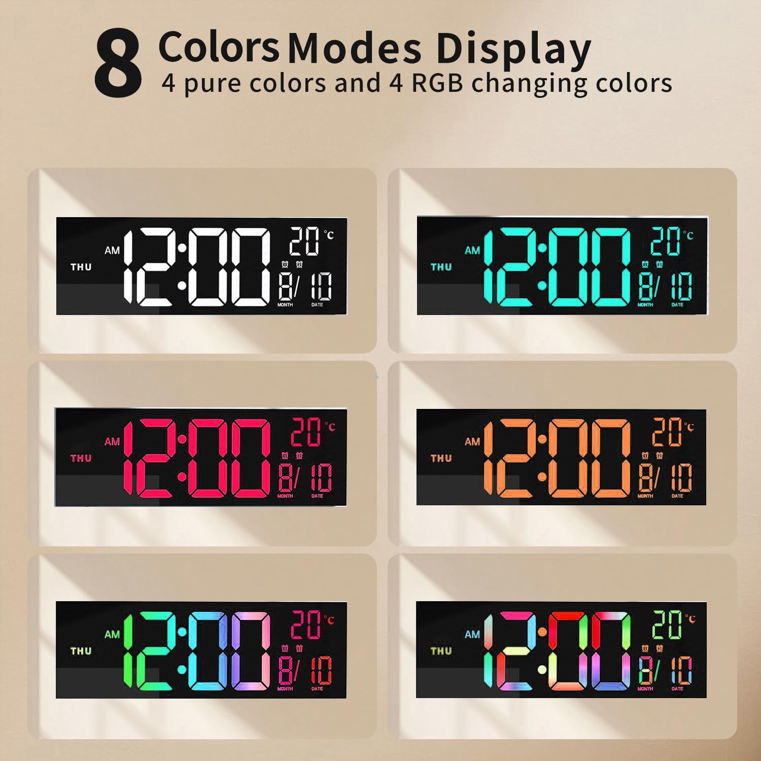 Digital LED Wall Clock | Large Display Temperature Calendar Home Office-Wall Clock-Sasha Sydney