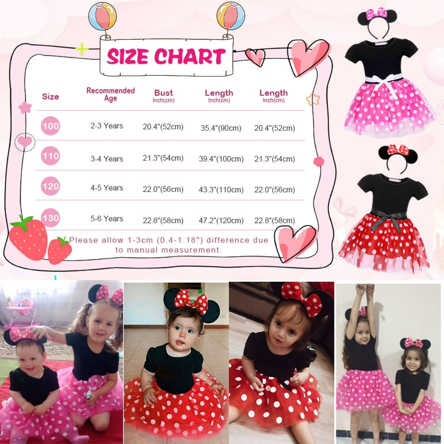Girls Polka Dot Party Dress | Headband Costume Dress