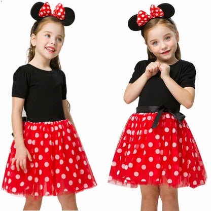 Girls Polka Dot Party Dress | Headband Costume Dress