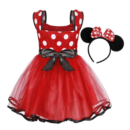 Girls Polka Dot Party Dress | Headband Costume Dress