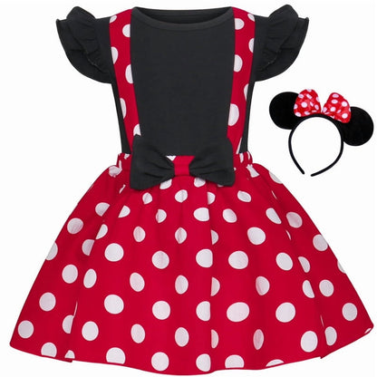 Girls Polka Dot Party Dress | Headband Costume Dress