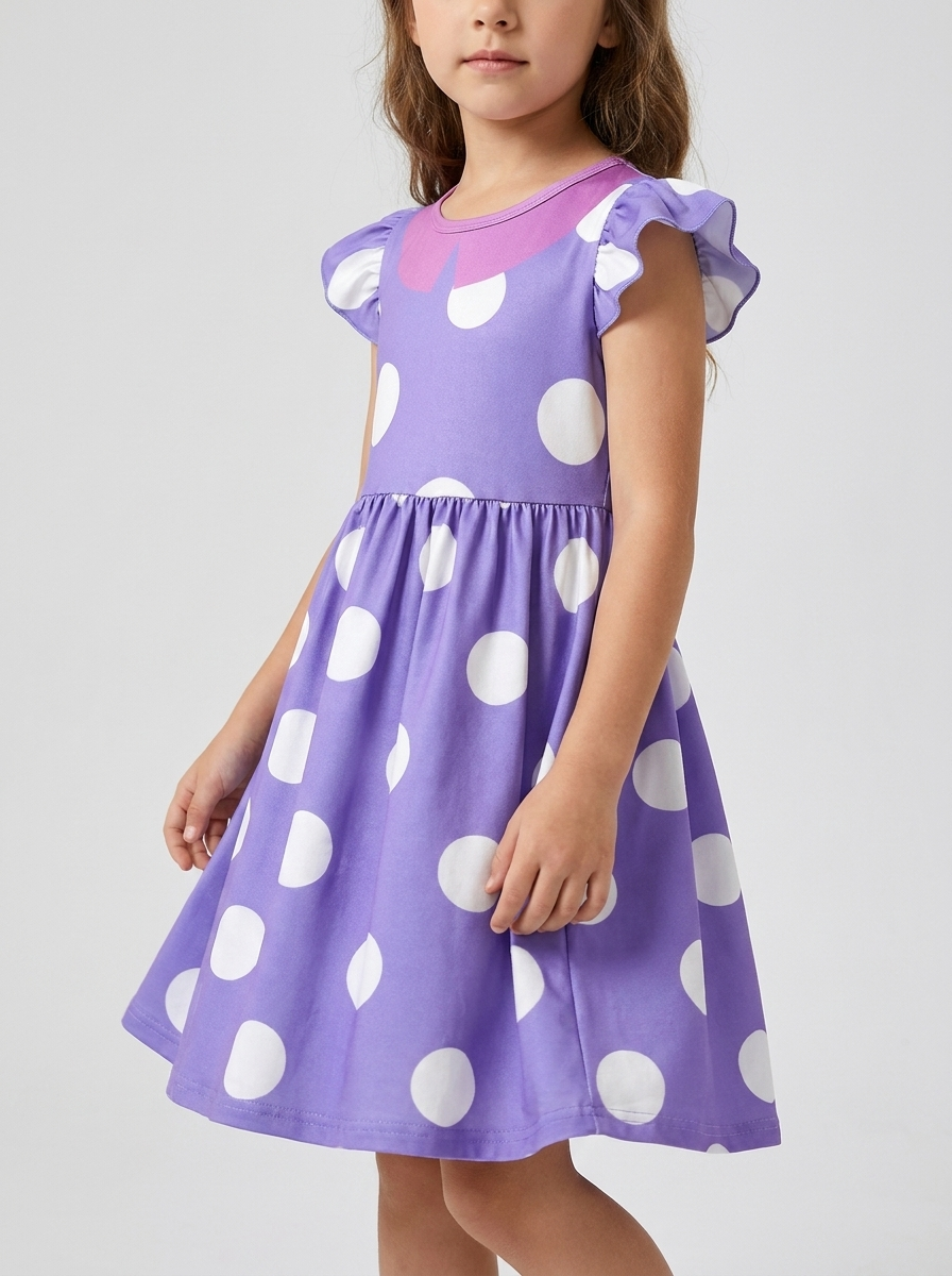 Kids Polka Dot Costume Dress | Ruffle Sleeves
