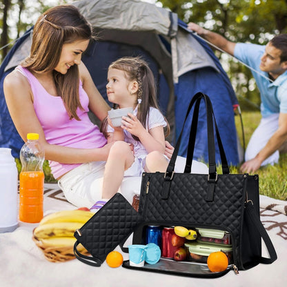 Insulated Tote Bag | Multiple Compartments Shoulder Strap Travel Picnic-Tote Bag-Sasha Sydney