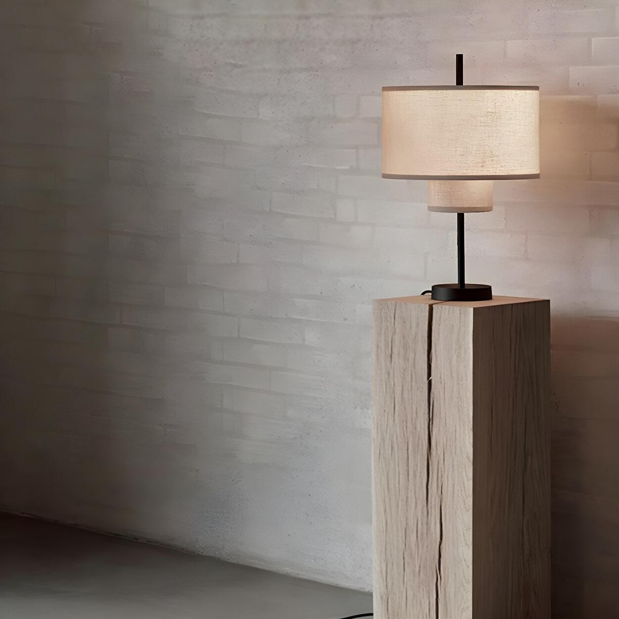 Japandi Drum Shade Table Lamp | Cylindrical Shade Table Light Interior Lighting-Table Lamp-Sasha Sydney