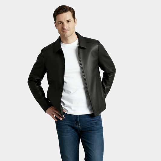 Men's Biker Jacket | Zip Front Collared Weekend Wear-Men Jacket-Sasha Sydney