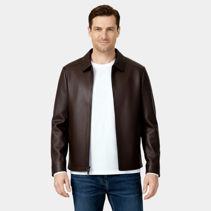 Men's Leather Harrington Jacket with Classic Collar – Stylish Outerwear for Casual and Smart-Casual Occasions - Image 5