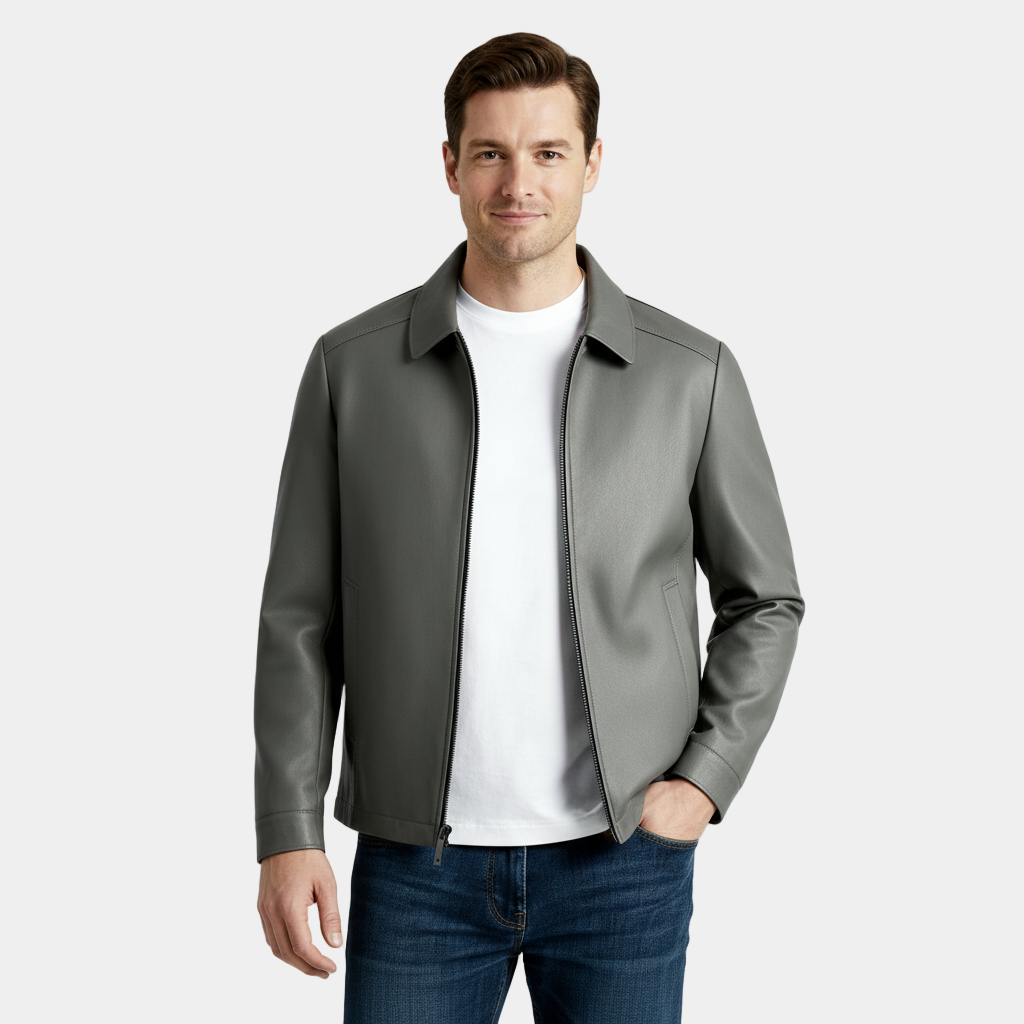 Men's Leather Harrington Jacket with Classic Collar – Stylish Outerwear for Casual and Smart-Casual Occasions - Image 8