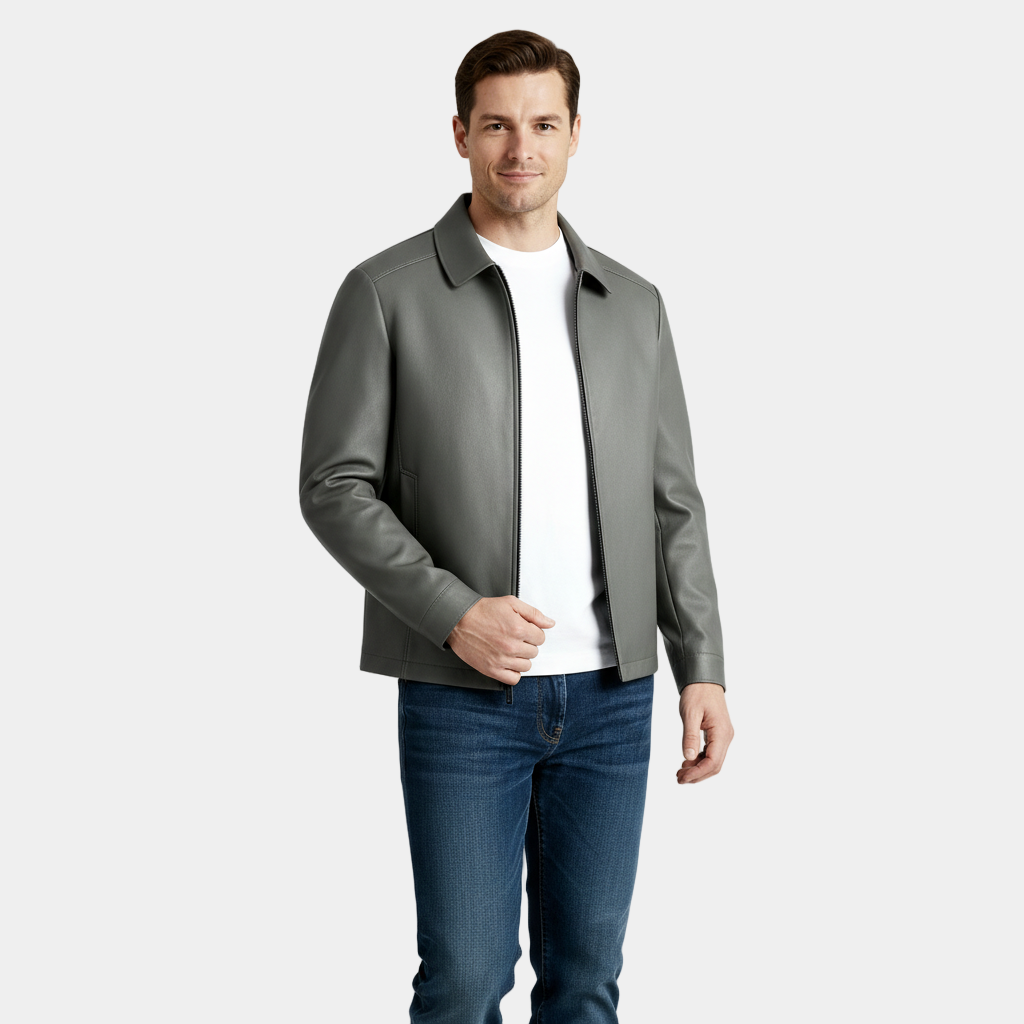Men's Leather Harrington Jacket with Classic Collar – Stylish Outerwear for Casual and Smart-Casual Occasions - Image 9