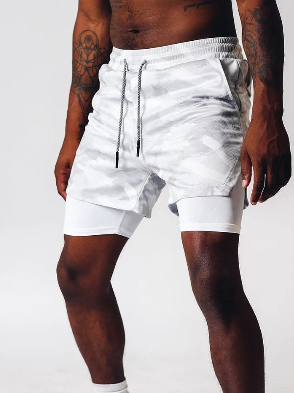 Men's Camo Sports Shorts | Towel Loop Phone Pocket Gym Running-Men Shorts-Sasha Sydney