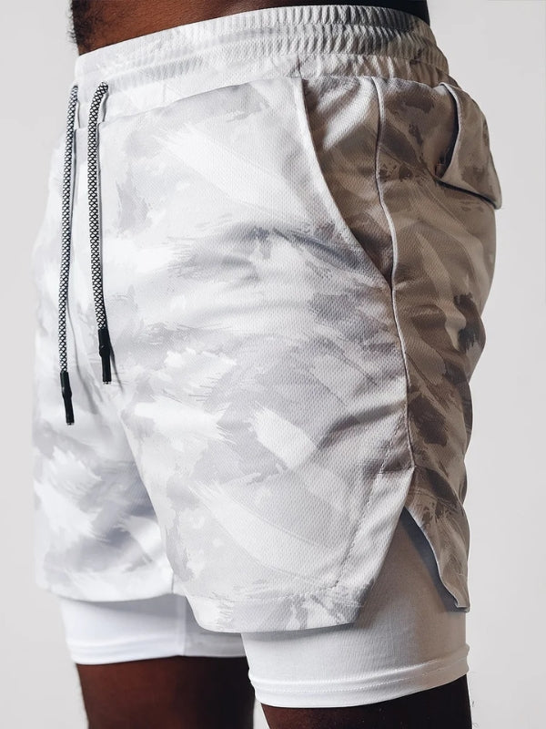 Men's Camo Sports Shorts | Towel Loop Phone Pocket Gym Running-Men Shorts-Sasha Sydney
