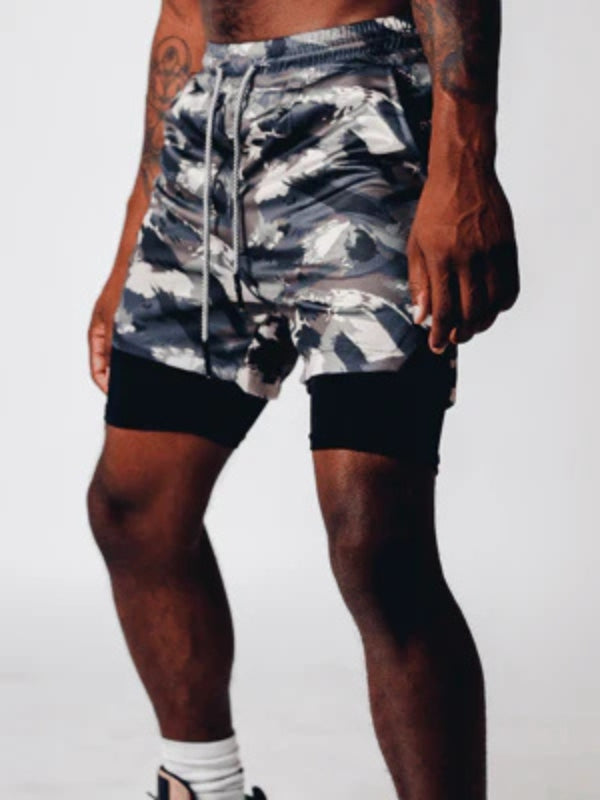 Men's Camo Sports Shorts | Towel Loop Phone Pocket Gym Running-Men Shorts-Sasha Sydney