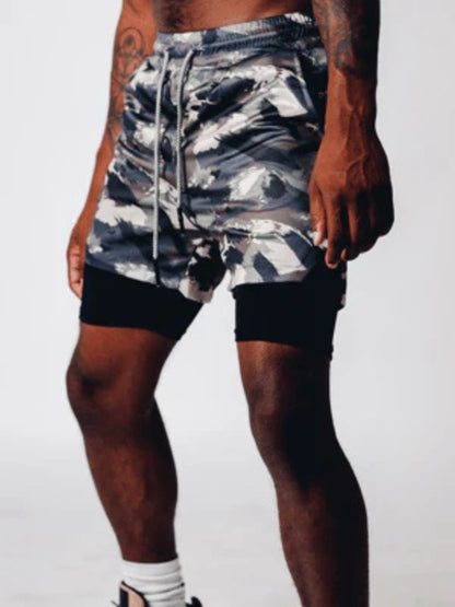 Men's Camo Sports Shorts | Towel Loop Phone Pocket Gym Running-Men Shorts-Sasha Sydney