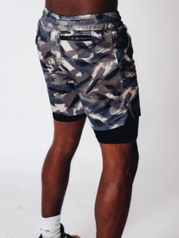 Men's Camo Sports Shorts | Towel Loop Phone Pocket Gym Running-Men Shorts-Sasha Sydney