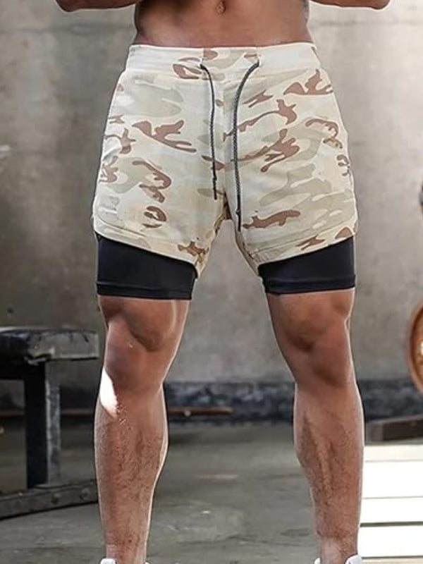 Men's Camo Sports Shorts | Towel Loop Phone Pocket Gym Running-Men Shorts-Sasha Sydney