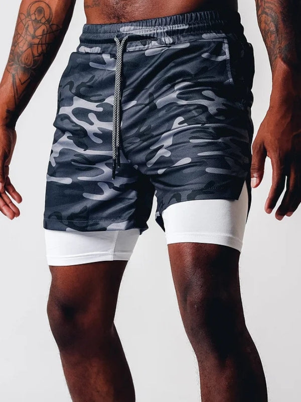 Men's Camo Sports Shorts | Towel Loop Phone Pocket Gym Running-Men Shorts-Sasha Sydney