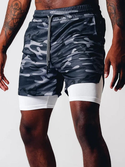 Men's Camo Sports Shorts | Towel Loop Phone Pocket Gym Running-Men Shorts-Sasha Sydney