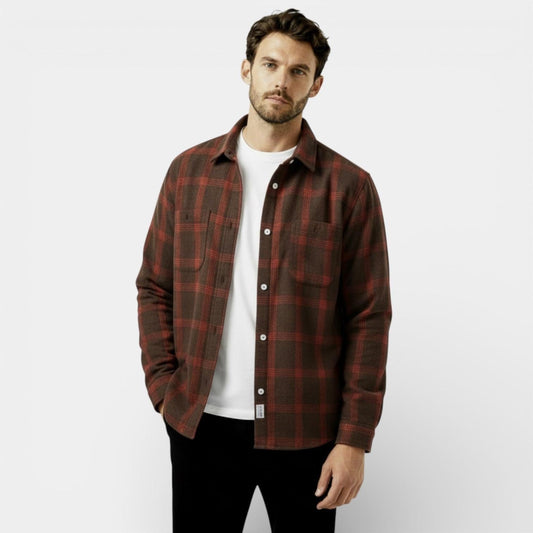 Men's Checked Shirt Jacket | Button Front Chest Pocket Weekend Wear-Men Shirt-Sasha Sydney
